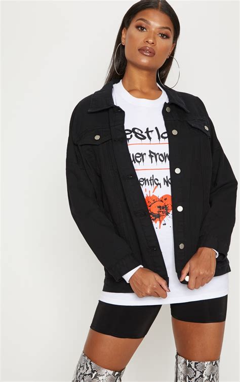 black oversized shirt jacket|oversized denim jacket black.